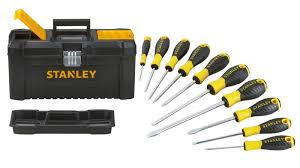 Stanley 16'' tool box and 10 piece screw driver set